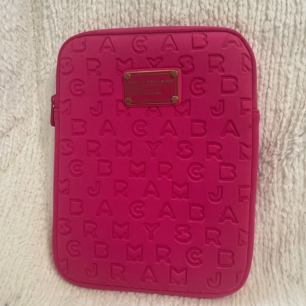 Marc  by Marc Jacobs Embossed Hot Pink Tablet Sleeve, padded IPad, tablet case